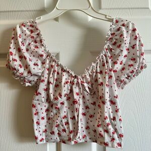 SHEIN Red & White Floral Blouse